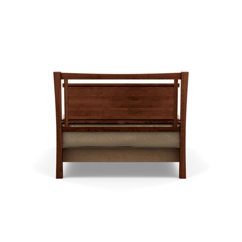 Lit plateforme avec rangement en bois massif Monterey, Cerise cognac, Grand