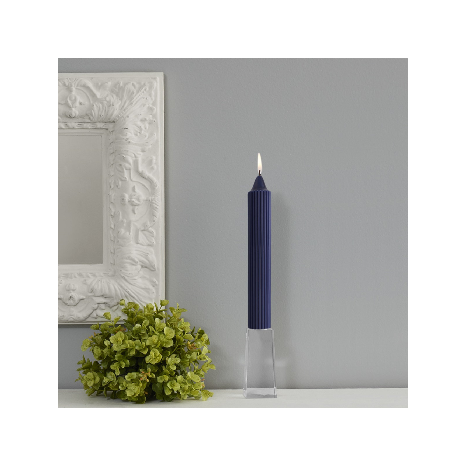Grecian Collenette Unscented Taper Candle, 9" H x 1.25" W x 1.25" D, Navy