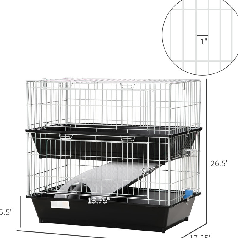 Cage noire 2 pour chinchillas, cochons d'Inde et animaux de compagnie similaires - furets de construction en métal, autres petites créatures