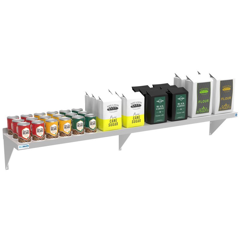 72" Stainless Steel Wall Mount Shelf with Brackets