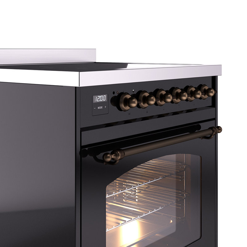 ILVE Nostalgie II 30 in Induction Range, Glossy Black/Bronze
