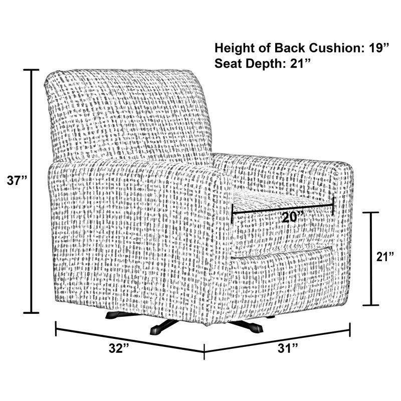 Brytanni Upholstered Swivel Armchair with Comfort Coil Seating, Gray 100% Polyester