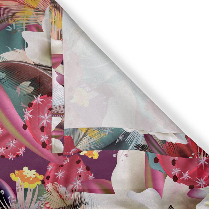 Rideau à œillets Dakota Fields à motif floral et fleurs de cactus corail foncé vert, L 50 po x L 108 po