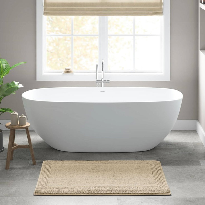 3000 Gsm Reversible 100% Cotton 17x24" Natural Bath Rug With Non - Slip Function, Easy To Clean, Soft Feel, , Machine Washable