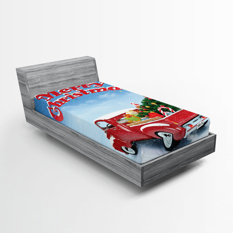 Multicolore drap-housse Ambesonne Christmas, Twin Fitted Sheet