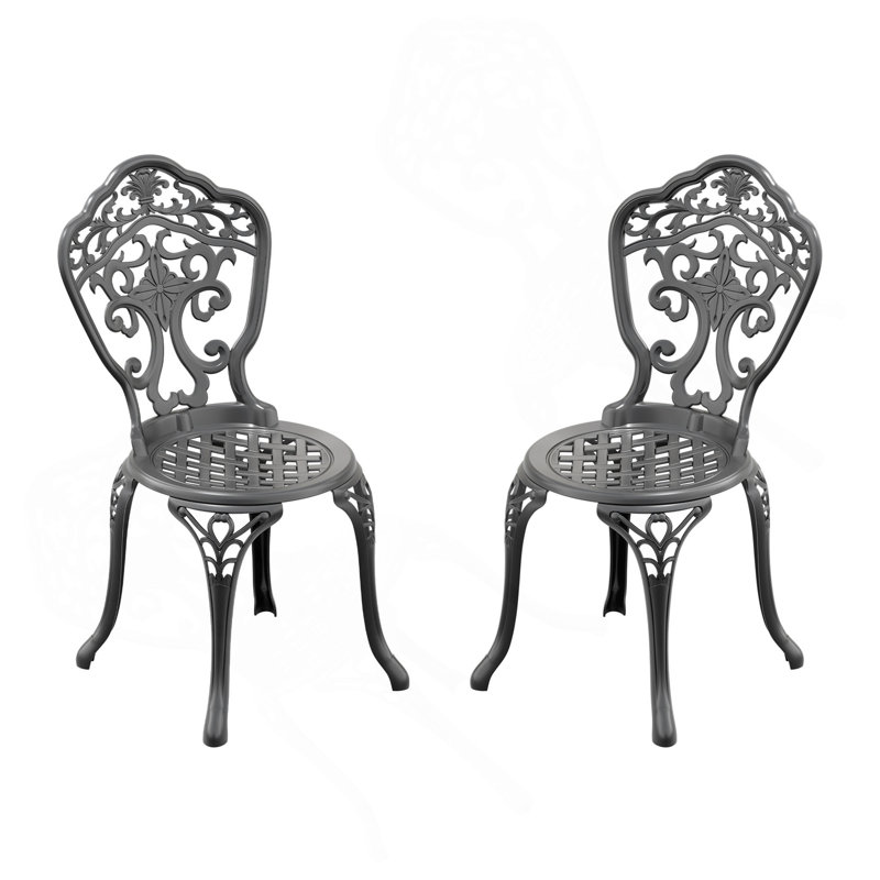 Chaise de patio en fonte d'aluminium 2 pièces avec cadre noir