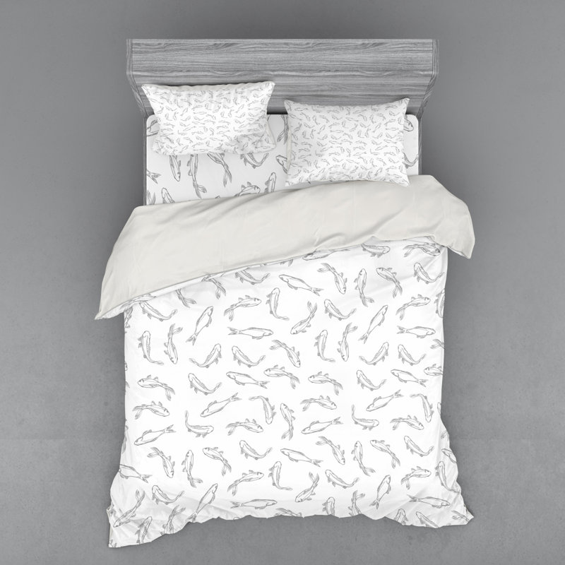 Coastal Polyester Geometric Shapes Duvet Cover, Queen Duvet Cover + 3 Additional Pieces