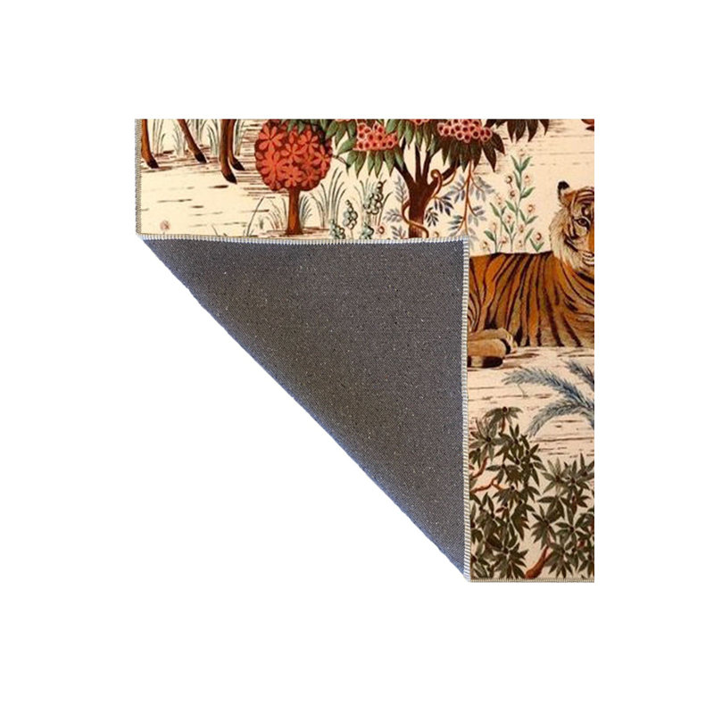 Tapis multicolore à motif de cerfs et de tigres lavables à la machine, Carré 3 pi 3 po