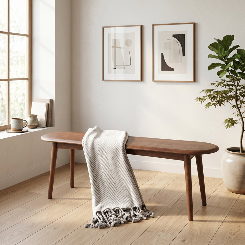  Banc en bois Passendale Kabree, H 16,14 po x l 47,24 po x P 11,81 po, Noyer