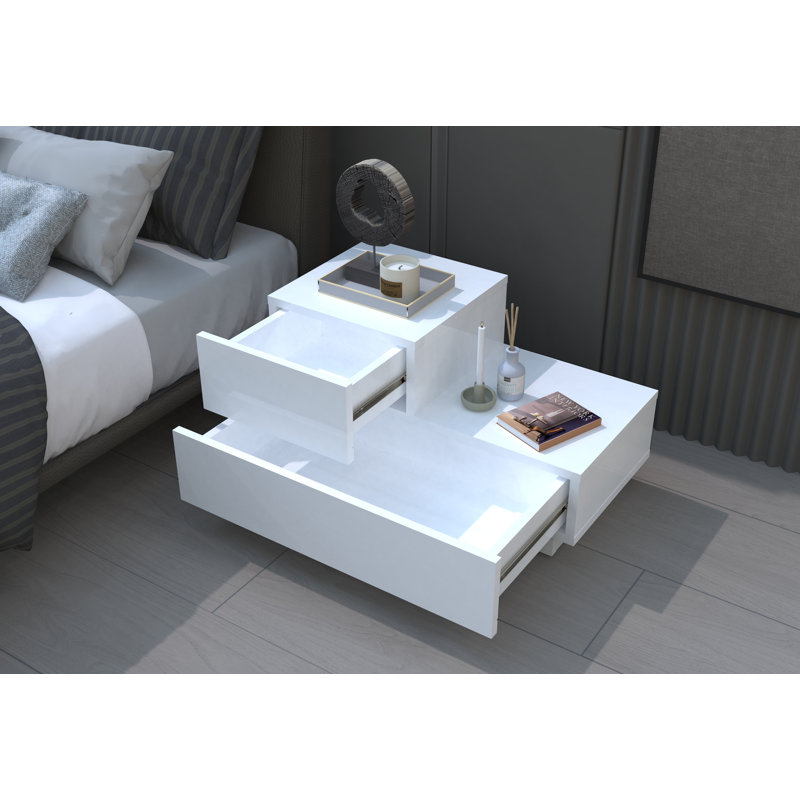 70cm W Manufactured Wood Bedside Table, White