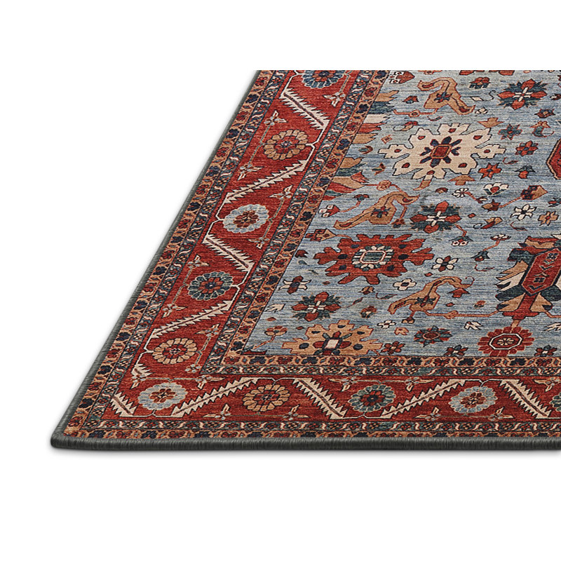 Tapis oriental rouge / bleu / beige, Rectangle 3 pi x 5 pi