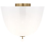 Brisa 14" Semi-Flush Mount  in Hand-Rubbed Antique Brass with White Strie Glass