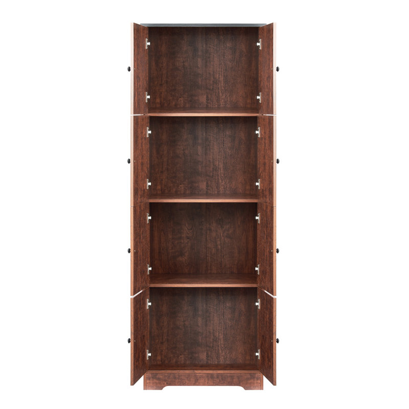 Armoire à 4 tablettes et 8 portes en noyer - Ajoutez du rangement à votre chambre d'amis pour garder les outils de garage organisés