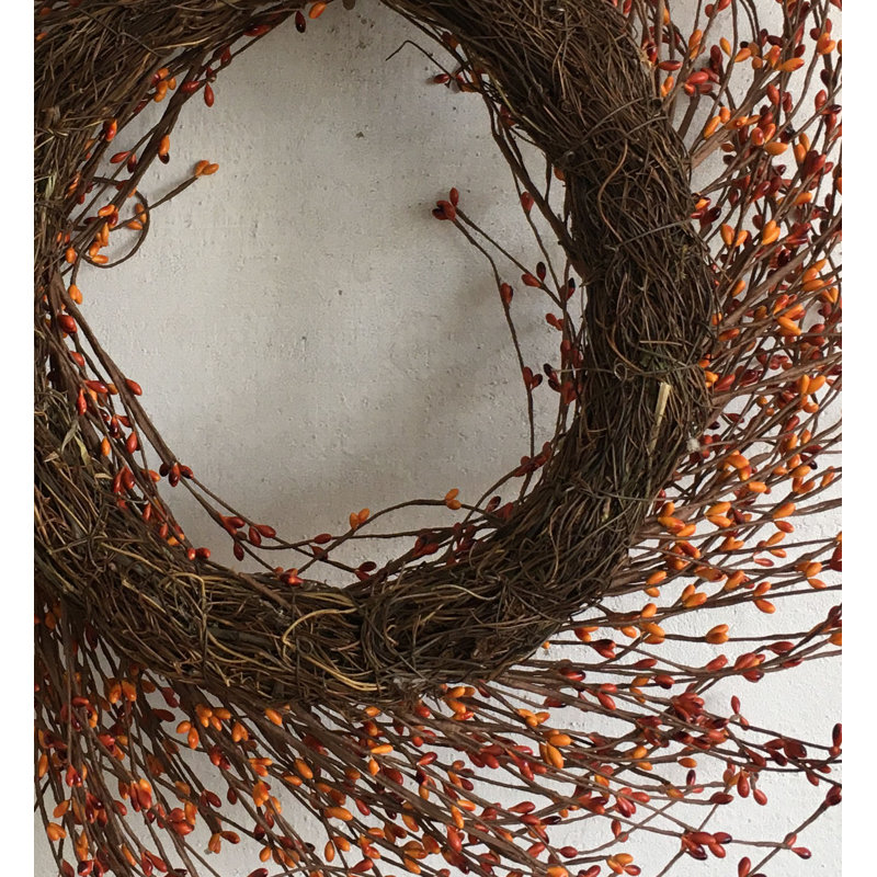 22" Pip Spring Grapevine Berry Wreath, Orange