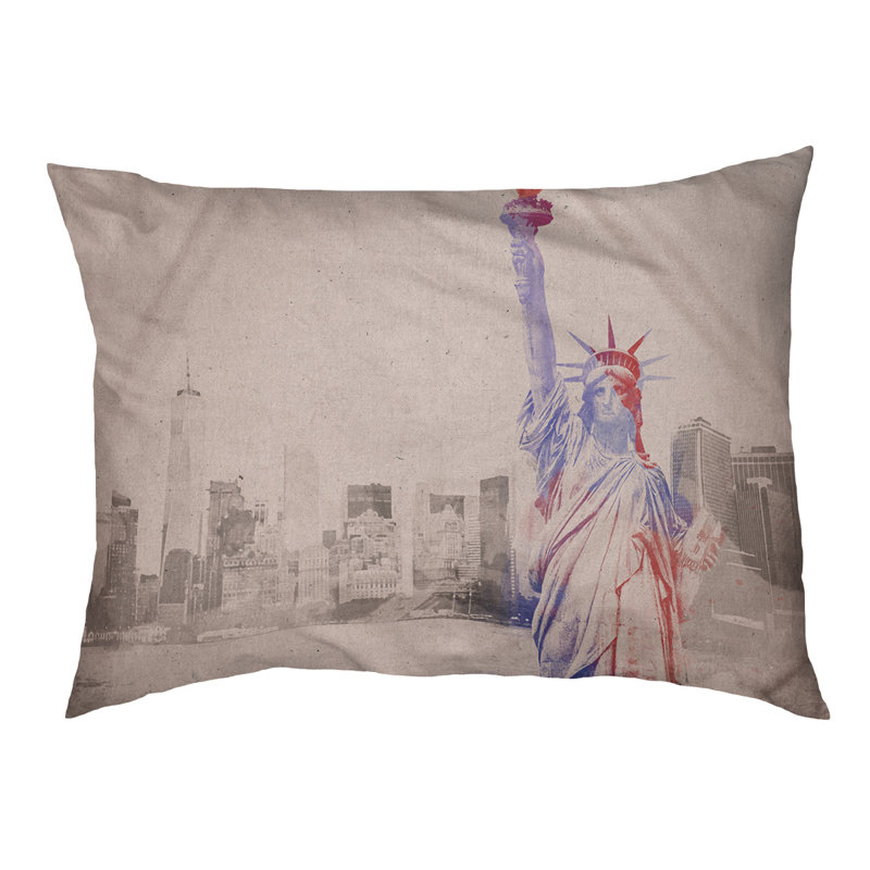Oreiller statue of liberty designer Burkhardt, L 42 po x l 52 po, Brun / brun foncé