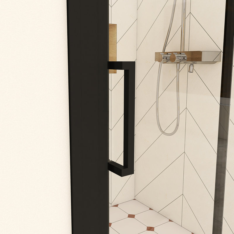 48 po X P 76 po Porte de douche à cadre coulissant H au fini noir mat, Noir mat