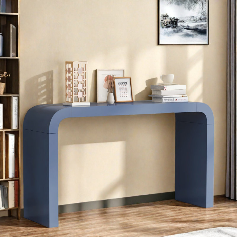 Console Table With Two Legs And Curved Edge, Navy