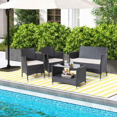 Silex Rattan Wicker 4 - Person Seating Group with Cushions by Red Barrel Studio