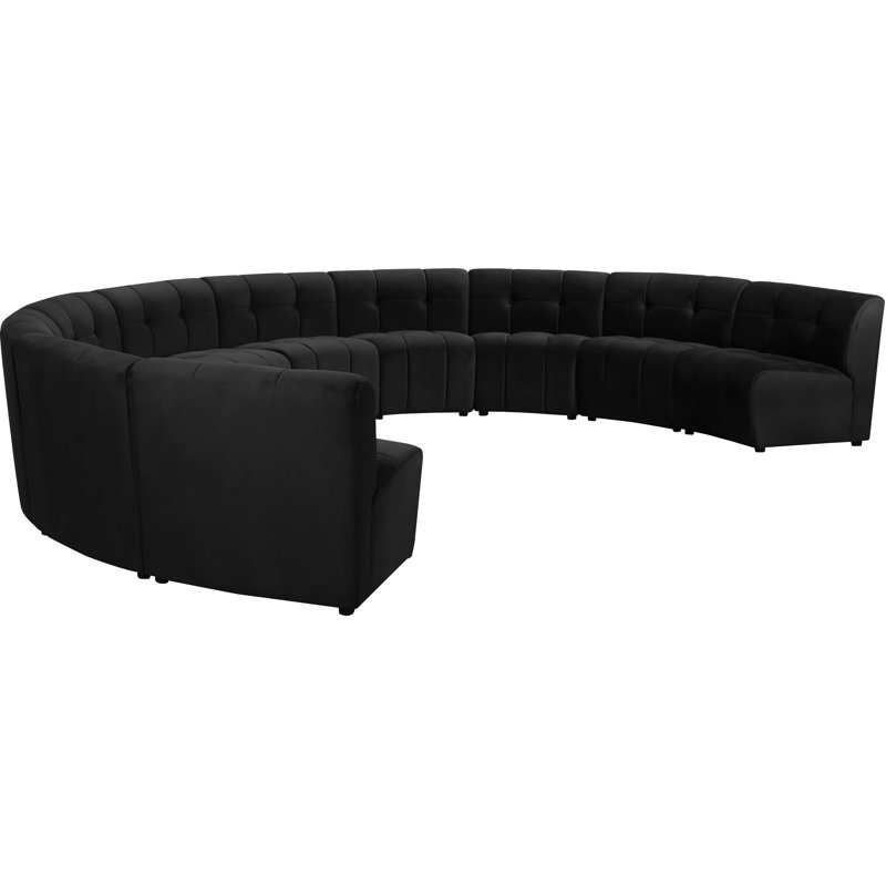 Canapé modulaire de coin symétrique en velours de 173 po de largeur Jedson, Velours noir