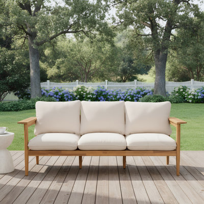Canapé d'extérieur en bois 3 places avec coussin