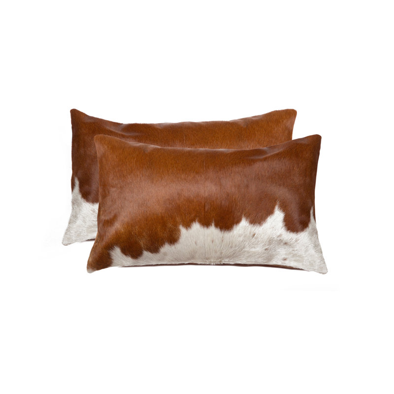 Coussin Torino Kobe | 2 pièces | Brun et blanc | 12 po x 20 po, Brun / blanc
