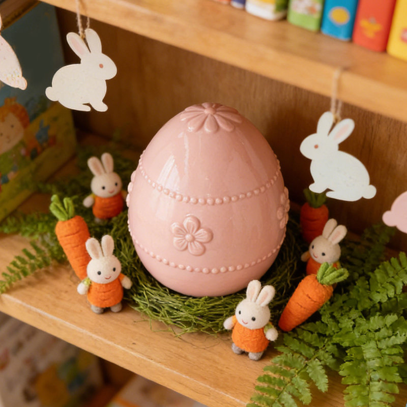 Ornement de Pâques en céramique série œuf de Pâques maison salon décoration de bureau artisanat cadeau, Pink