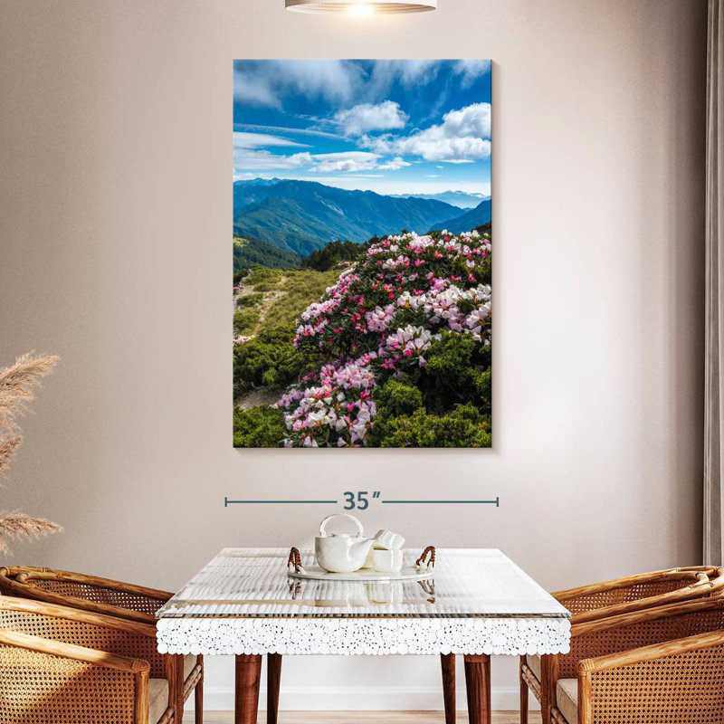 Scène de montagne Rhododendron, H 51 po x l 34 po
