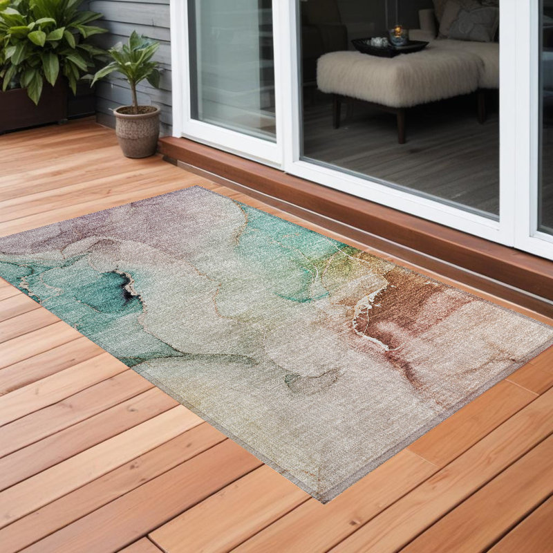 Tapis extérieur lavable antidérapant 2 pi x 3 pi bleu sarcelle