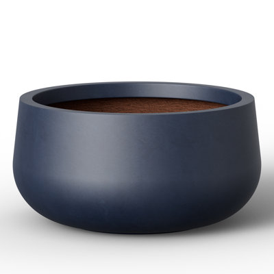 12 in. Navy Blue(Upgraded Interior) Small Concrete Round Planter / Pot Indoor & Outdoro Planter Bowl with Drainage Hole