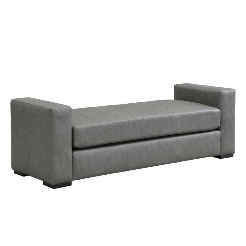Stylish And Durable Faux Leather Ottoman, Gray