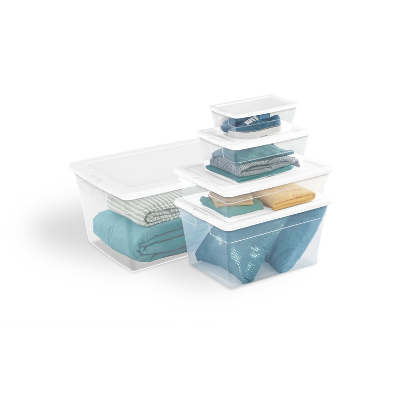 Sterilite Storage Box, Stackable Bin with Lid, Container Organizes Shoes and Crafts in Closet, 7" H x 11.9" W x 16.75" D