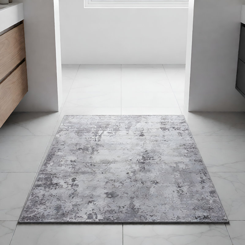 MARFI Collection Light Grey Abstract Doormat Rug, Rectangle 2' x 3'