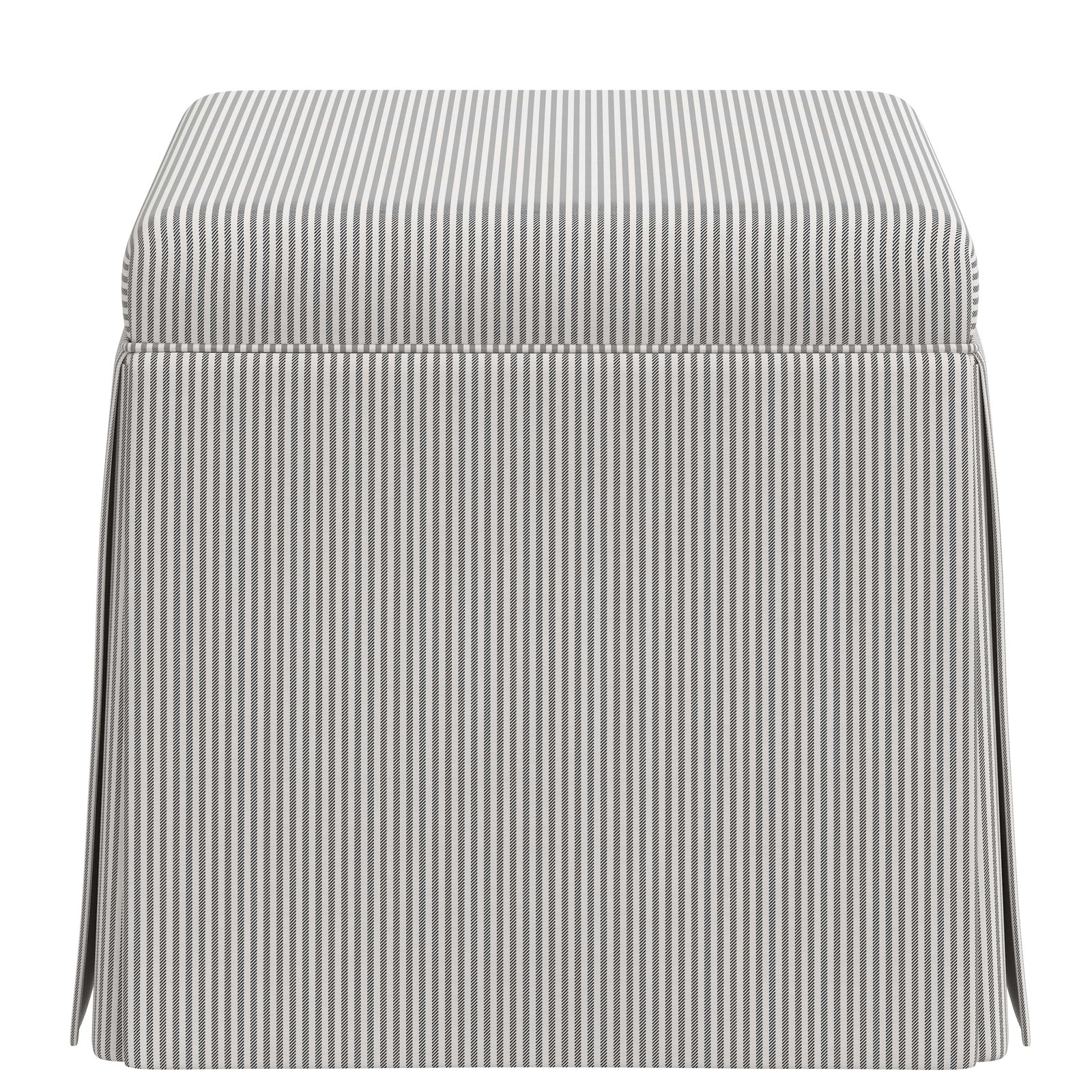 Jebb 20" Cotton Ottoman, Oxford Stripe Charcoal