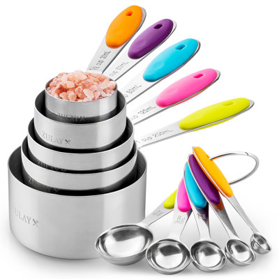 Zulay Kitchen 10 -Piece Stainless Steel Measuring Cup And Spoon Set