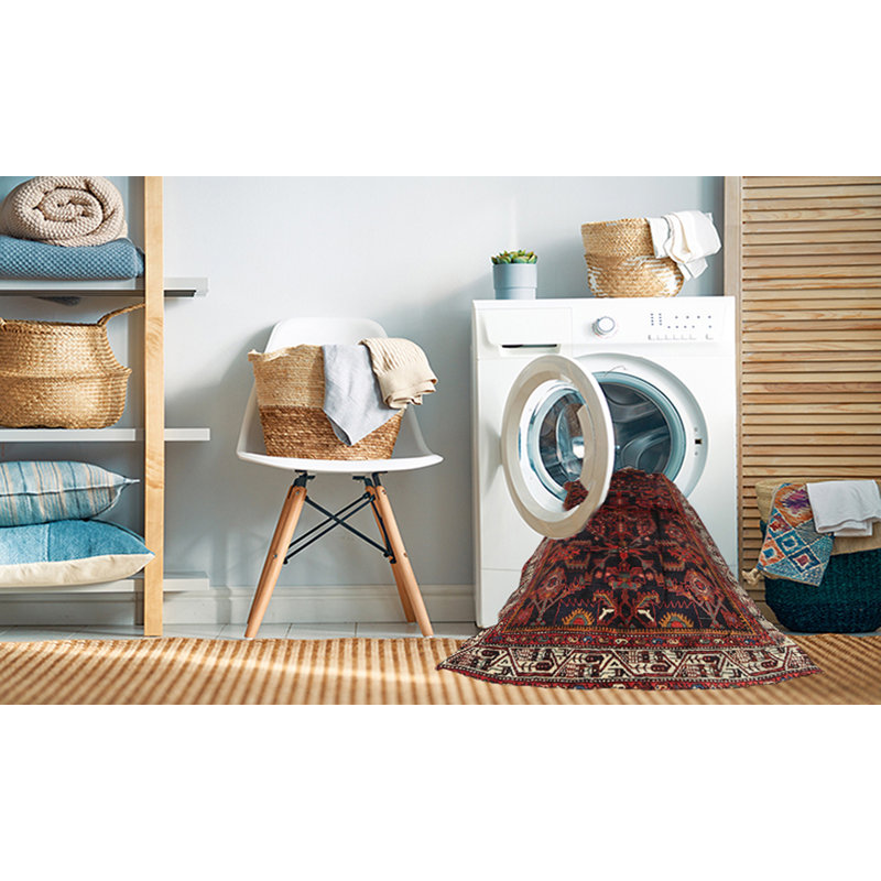 Tapis oriental multicolore tissé à la machine Oriental, Rond 6 pi