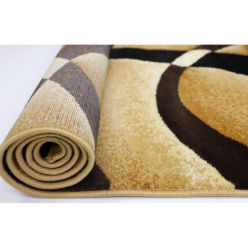 GLORYRUGS4x6BeigeSwirlsAreaRug,ModernCarpet forBedroom,LivingRoom-SevillaCollection4816A(Brown)
