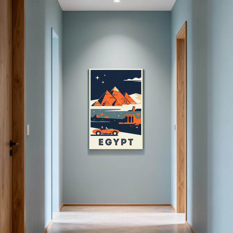 Scenic & Cityscapes, Égypte, pyramides, nuit, désert, voiture, palmiers, étoiles, H 40 po x l 28 po