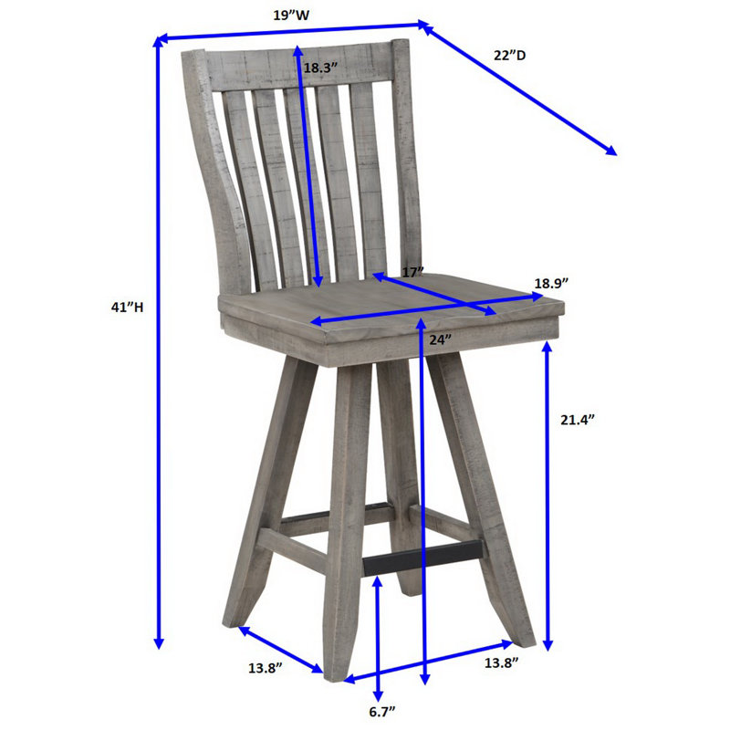 Chimeng Swivel Solid Wood Counter Stool