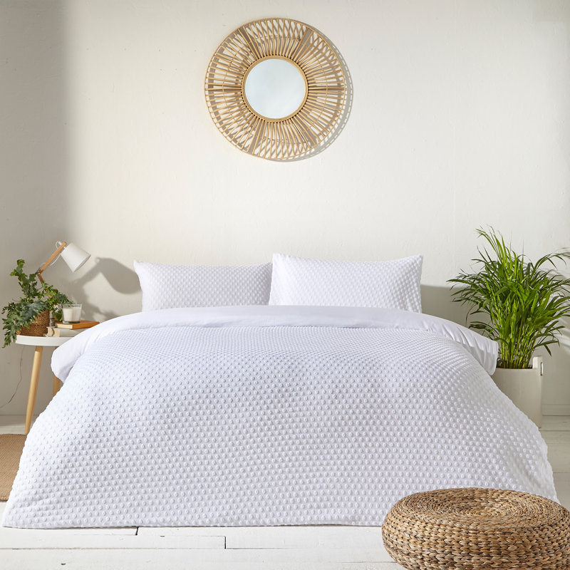 Cotton Dots Duvet Cover Set with Pillowcases Included, White, Single Duvet Cover + 1 Standard Pillowcase
