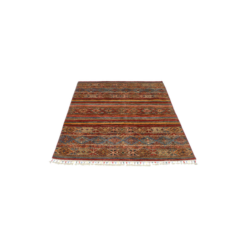 Tapis tribal rouge et multicolore 4 x 6