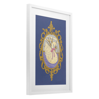 Swan and Ornate Pattern Framed Print Under Glass, design by Carrie Cantwell