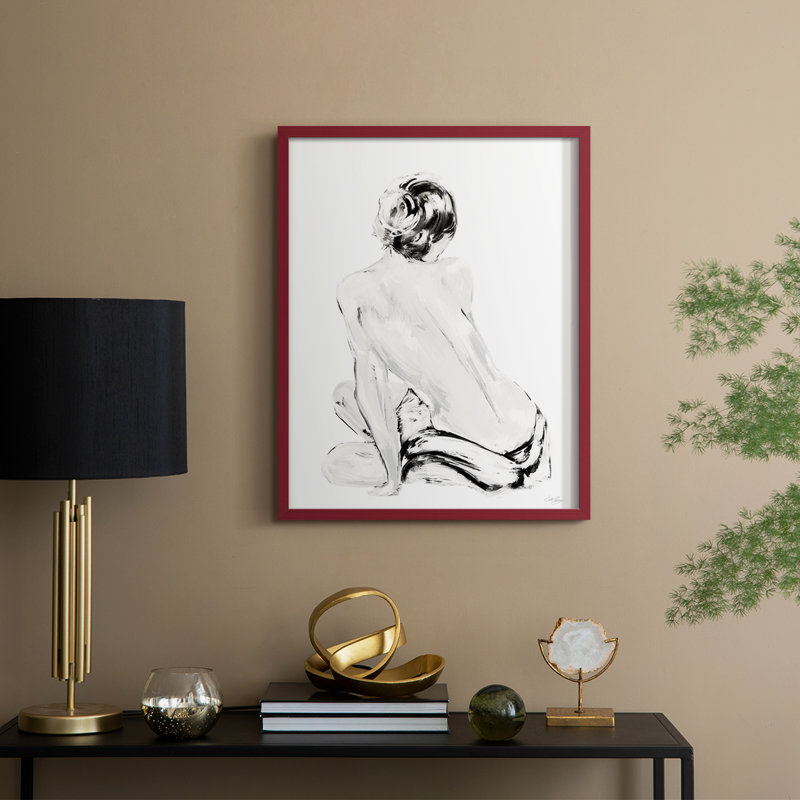 Impression impressionniste «Soft Nude II», bois massif, H 11 po x l 9 po, Rouge