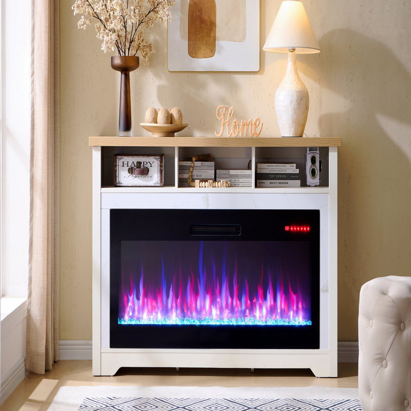 Foyer électrique 60 po, meuble télé pour téléviseur de 70 po ou moins, avec 50 po Smart, 32" H x 60" W x 13.75" D