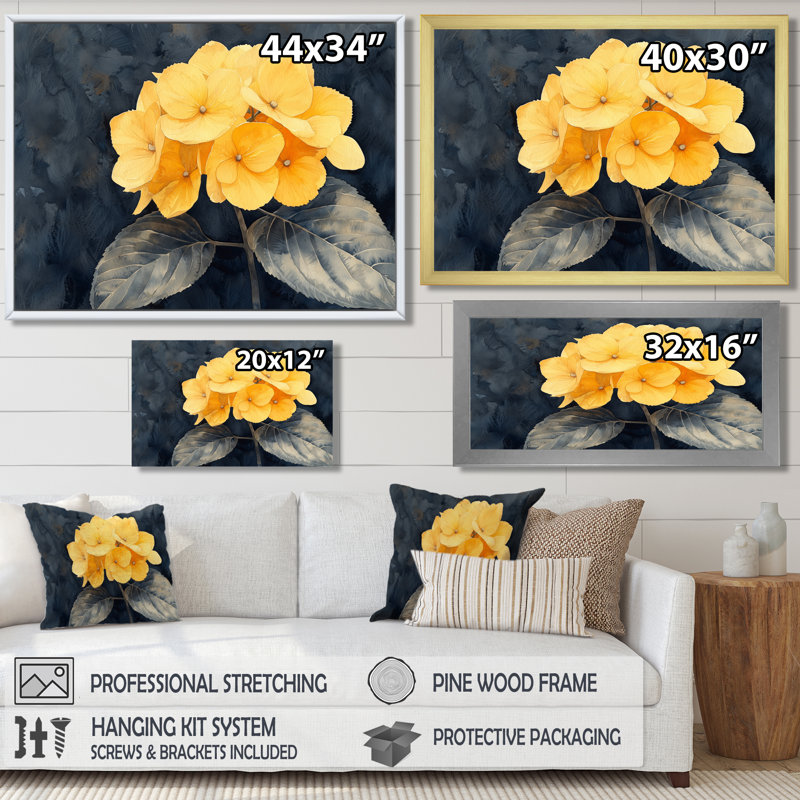 Hirsch - Floral Large Wall Art, Single Picture Frame Print without Mat, Black, 30" H x 40 W