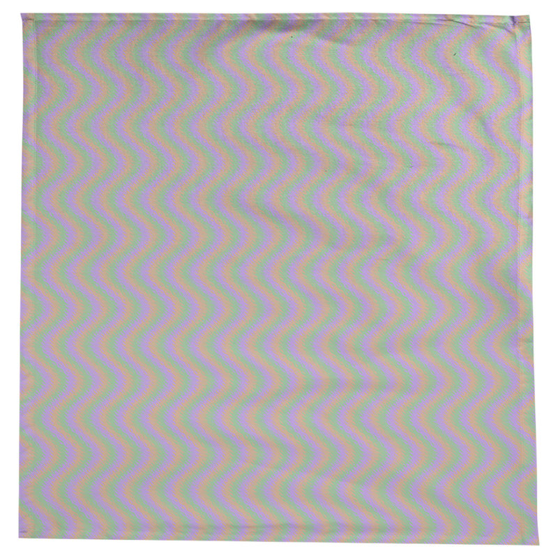 Nappe carrée à chevrons en coton à chevron 100%, Vert/Orange/Mauve