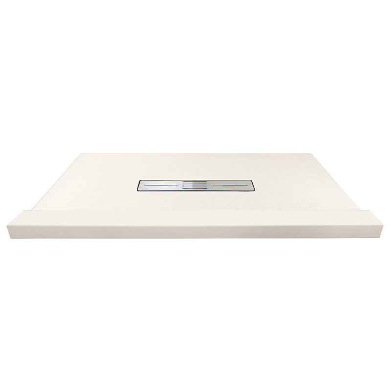 Base de douche Transolor Trimslate 42 po avec seuil simple réglable et bonde centrale, Camée