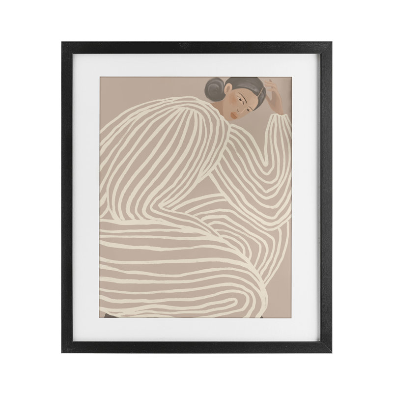 «Minimalist Lady in Stripes», reproduction encadrée sous verre, design par Anna Lischenko, H 16 po x l 13 po