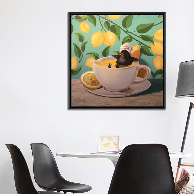Quand la vie vous donne des citrons, H 37 po x l 37 po, Cadre flottant noir