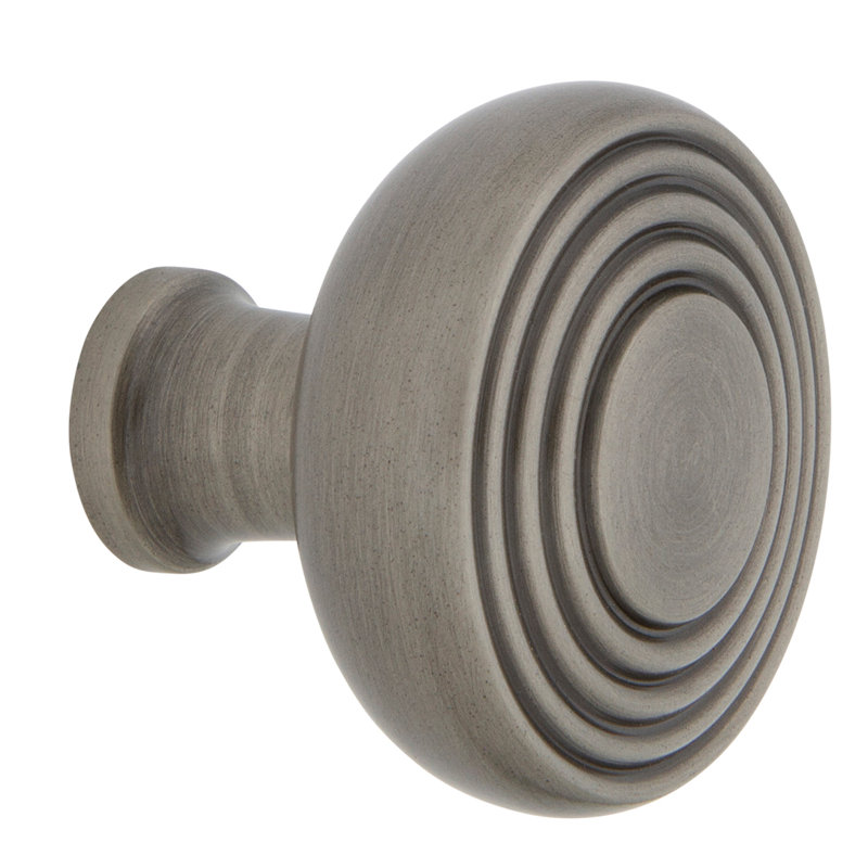 Deco 1.375" Diameter Round Knob, Antique Pewter
