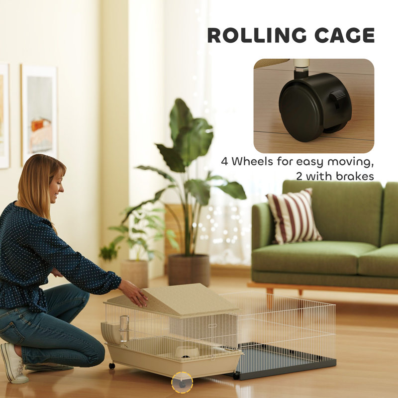 Small Animal Cage Guinea Pig Cage with Removable Pet Playpen Beige
